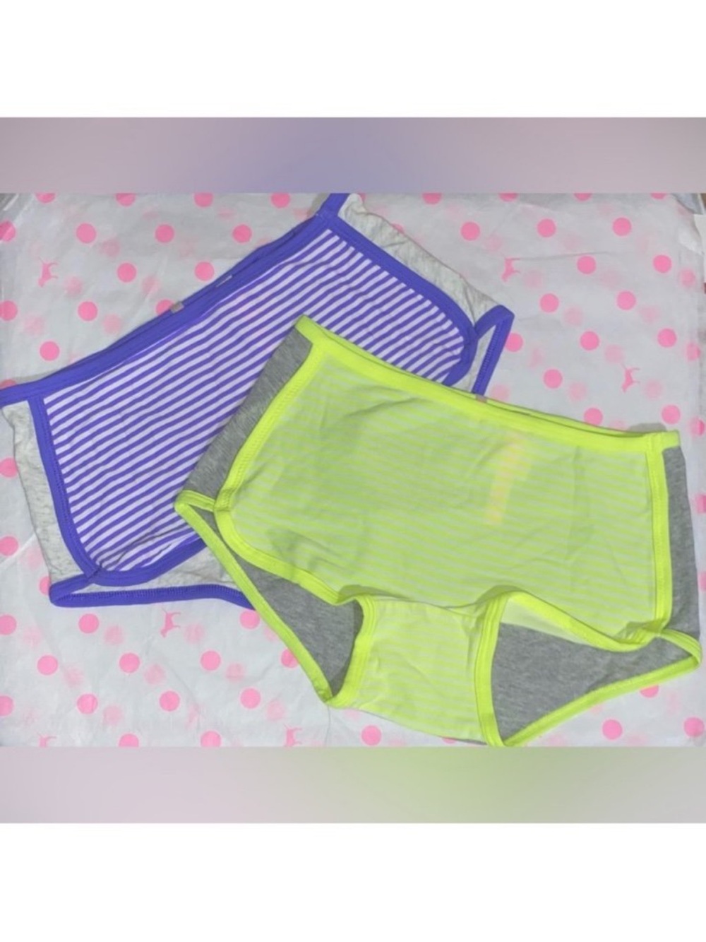 2 Victoria’s Secret PINK Boyshorts panties bundle Pink cotton panties striped